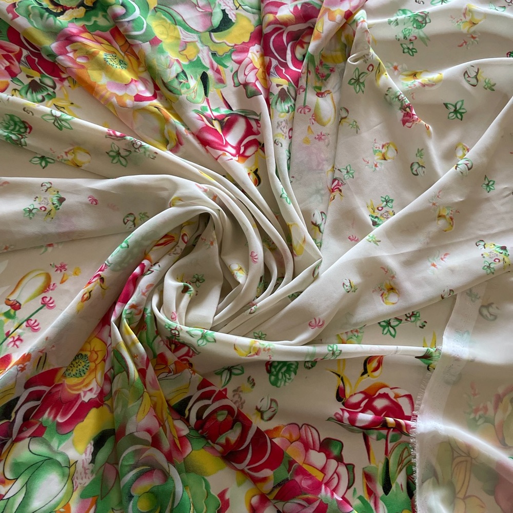 Floral Print Multicolor Sheer Chiffon Fabric